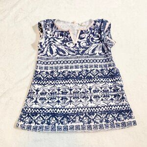 5/$25 Crewcuts terry cloth blue white printed short sleeve swimsuit cover dress